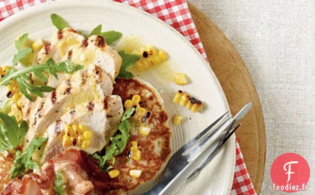 Poulet Grillé avec Gâteaux de Maïs Frais