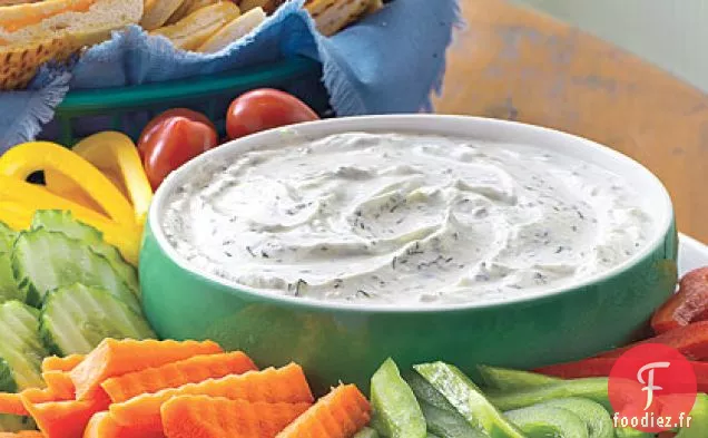 Trempette Crémeuse à l'Aneth avec Chips de Pita