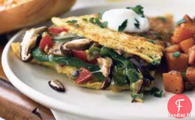 Omelette aux Champignons et Poivrons avec Fontina