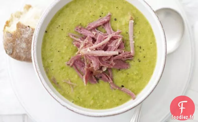 Soupe de jambon fumé aux pois cassés et pois verts