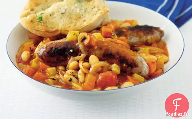 Casserole de saucisses avec pain instantané à l'ail