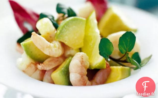 Crevettes à l'avocat en vinaigrette au wasabi