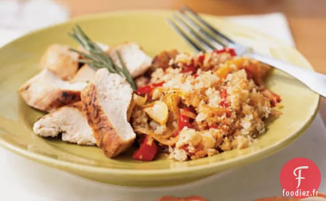 Poulet Mariné Cuit Sous une Brique