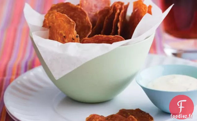 Chips de Salami avec Trempette à la Moutarde Granuleuse