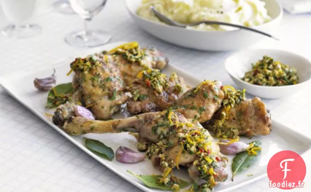 Poulet rôti avec salsa et purée d'ail