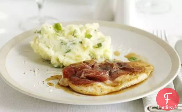 Saltimbocca de poulet avec purée de basilic