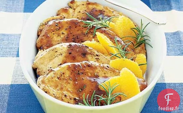 Poulet à la sauce balsamique, orange et romarin