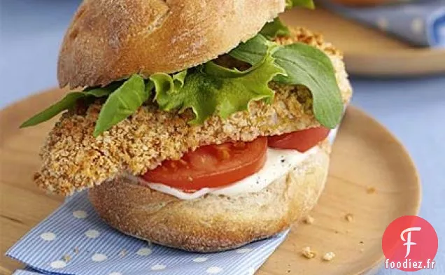 Hamburgers de poulet croustillants à la mayo au citron