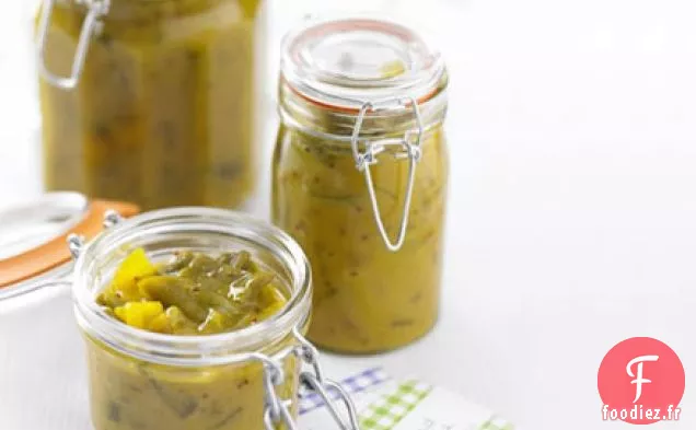 Cornichon aux haricots verts et à la moutarde