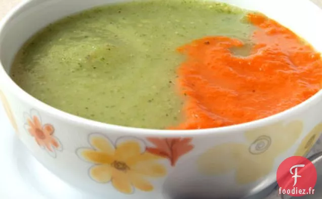Soupe de Courgettes et Fenouil avec Purée de Poivrons Rouges Rôtis