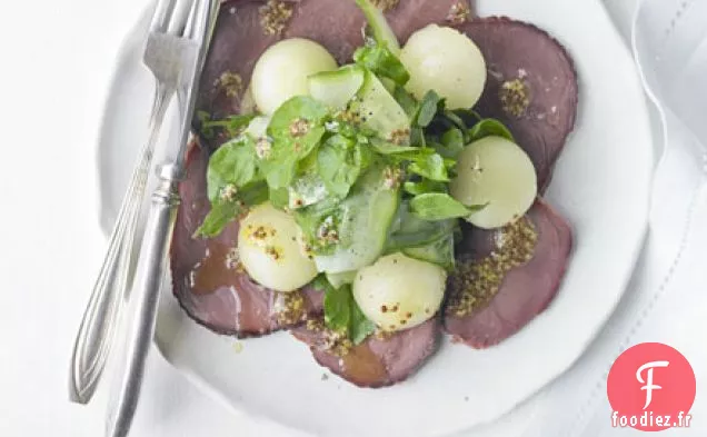 Chevreuil fumé avec salade de melon