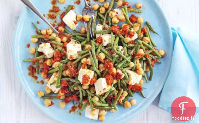 Salade de haricots, pois chiches et féta