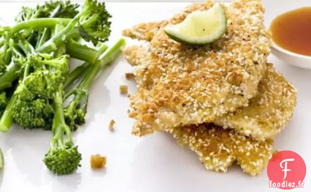Poulet au sésame avec trempette de soja