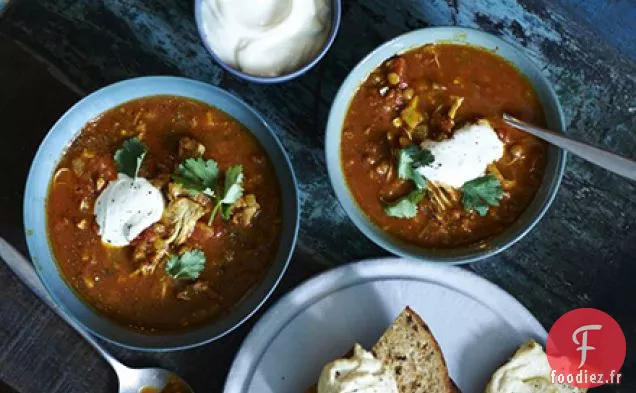 Harira marocaine et soupe au poulet