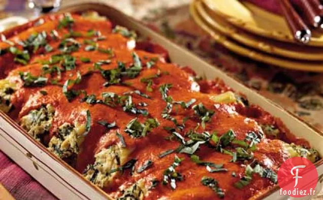 Cannellonis de Poulet avec Sauce au Poivron Rouge Rôti