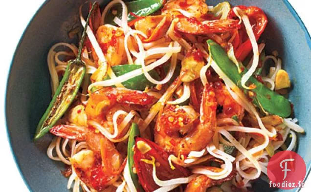 Crevettes Sucrées et Épicées aux Nouilles de Riz