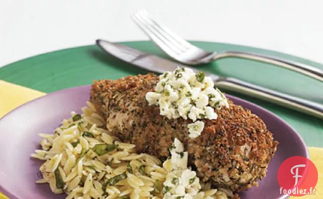 Poulet en Croûte d'Herbes et Sauce à la Feta