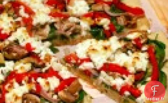 Pizza Au Poivron, Oignon Rouge Et Fromage De Chèvre