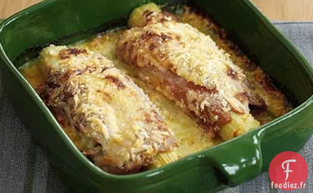 Poireaux au fromage au jambon
