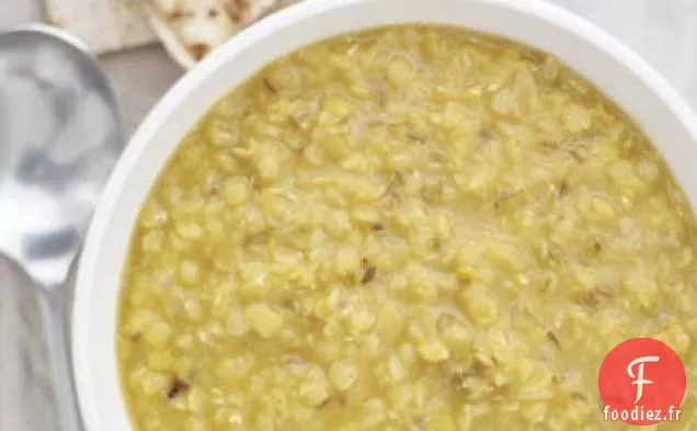 Soupe de lentilles rouges épicée aux chapatis au fromage
