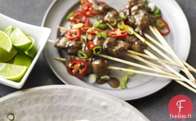 Brochettes de bœuf sauce aux huîtres