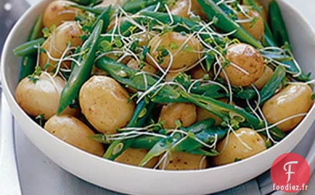 Pommes de terre nouvelles avec haricots et cresson
