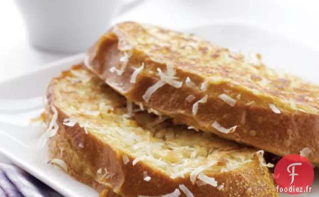 Pain perdu à la Noix de Coco au Sirop de Framboise