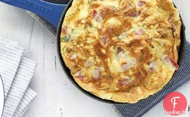 Omelette soufflée au fromage et au jambon