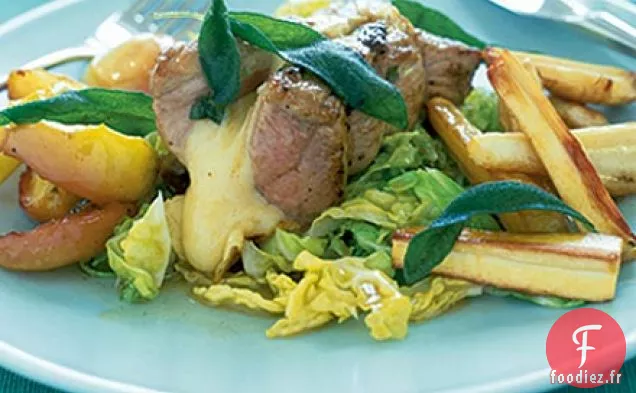 Porc aux pommes et sauge frisée