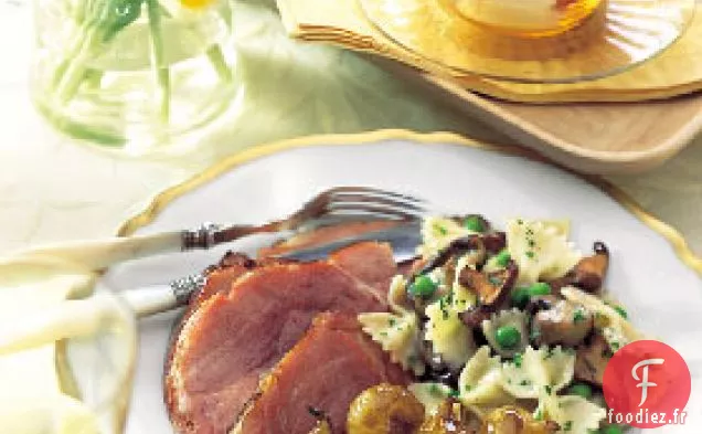 Jambon Glacé Balsamique et Dijonnais aux Oignons Perlés Rôtis