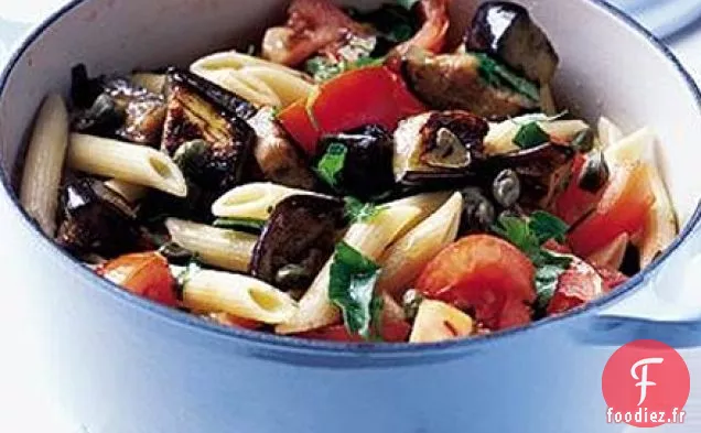 Pâtes aux tomates et aubergines