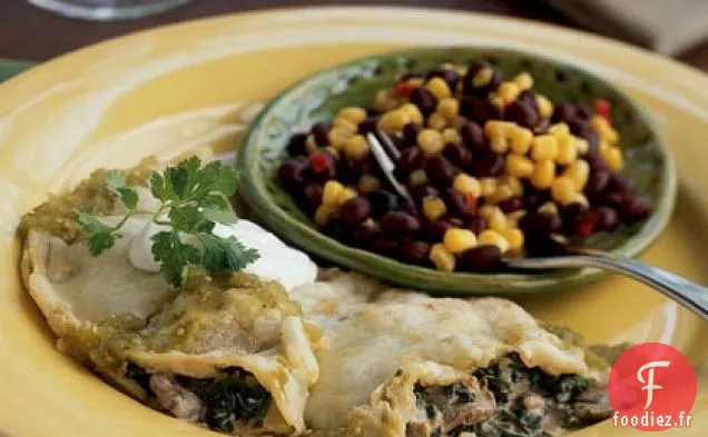 Enchiladas Crémeuses aux Épinards et Champignons