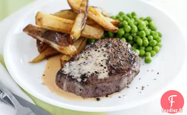 Steak, frites et sauce au poivre rapide