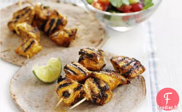 Brochettes de poulet masala
