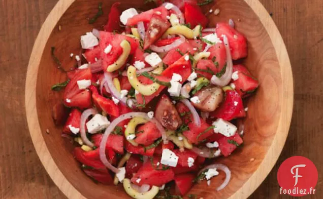 Salade De Tomates Et De Pastèque Au Fromage Feta