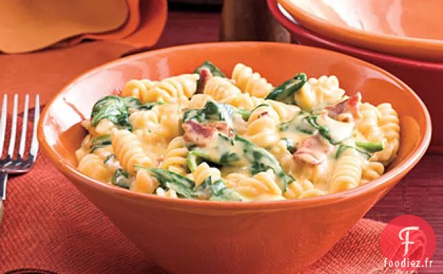 Macaroni au Bacon et aux Épinards