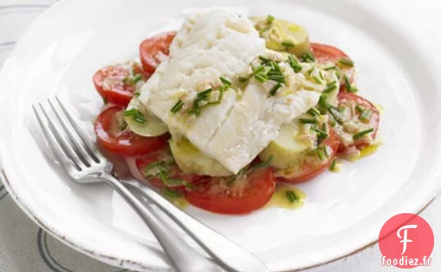 Aiglefin fumé avec vinaigrette aux tomates et ciboulette