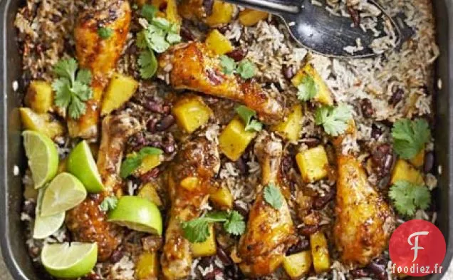 Cuisson au poulet à la mangue, aux haricots et au riz