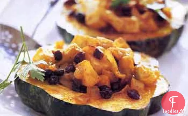 Rondelles de Courge de Gland Fourrées aux Pommes et au Beurre de Curry