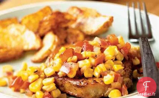 Côtelettes de Porc au Paprika Fumé avec Poivron et Relish de Maïs