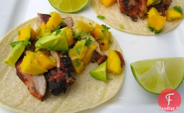 Tacos de Porc avec Salsa Mangue-Avocat