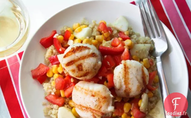 Pétoncles Grillés Au Quinoa Et Légumes Frais