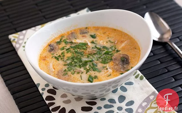 Soupe Thaïlandaise Épicée au Poulet à la Noix De Coco