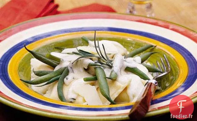 Alfredo aux Haricots Verts et Raviolis au Fromage