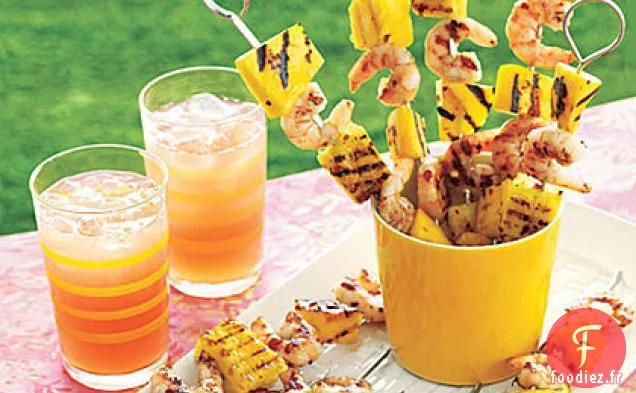 Brochettes de Crevettes Grillées Fruitées