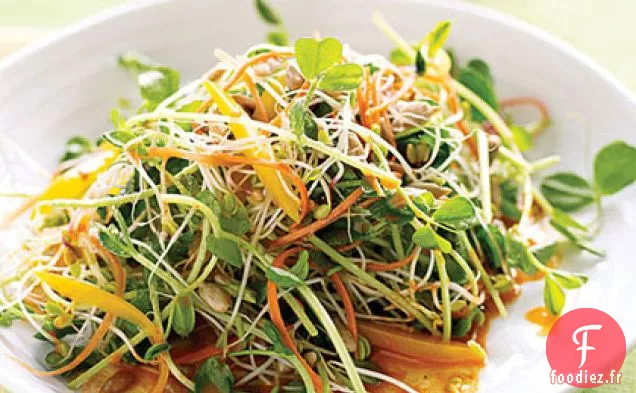 Salade de Tournesol Épicée avec Vinaigrette aux Carottes