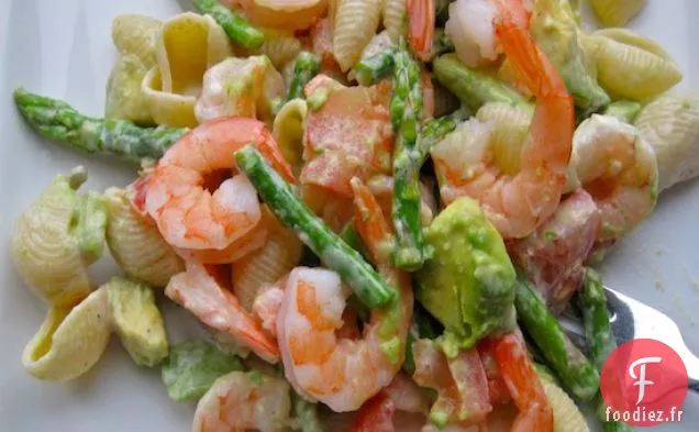 Salade de Pâtes aux Crevettes, Avocat et Asperges