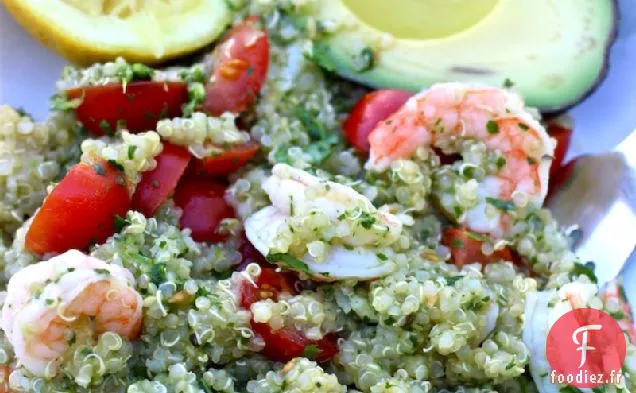 Salade de Quinoa, Crevettes et Chimichurri