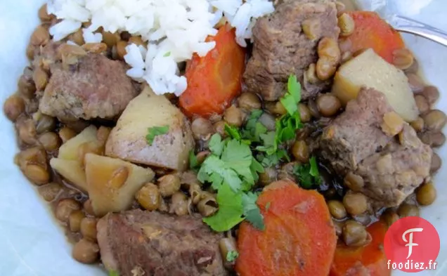 Ragoût de Lentilles et de Bœuf (Estofado de Lentejas con carne)