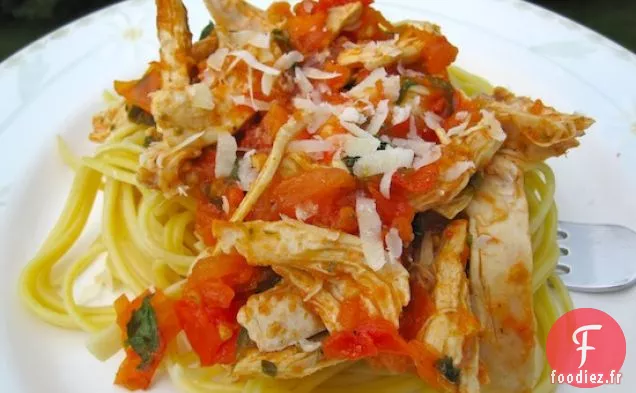 Spaghetti con Pollo y Salsa Criolla (Spaghetti au Poulet à la Colombienne)